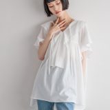 LOWRYS FARM フリルチュニックブラウス ローリーズファーム トップス シャツ・ブラウス ホワイト ブラック【送料無料】