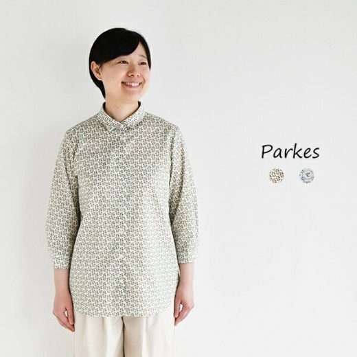 Parkes リバティプリント角衿レギュラーシャツ