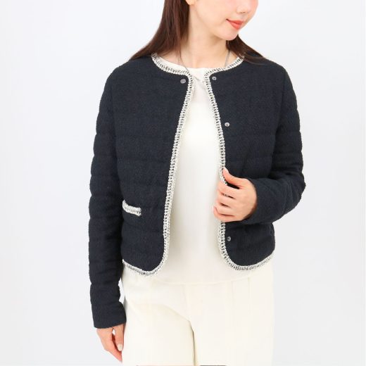 ■HERNO ヘルノ ノーカラージャケット PI002020D 13241 ブークレ ジャケット ダウンジャケット ライトアウター スプリングコート ショート丈 アウター ツイード コート ブランド 【cp_1000】