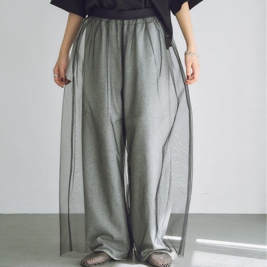 Spick & Span 《追加》ミニ裏毛チュールレイヤーパンツ 2 スピックアンドスパン パンツ ジャージ・スウェットパンツ グレー【送料無料】