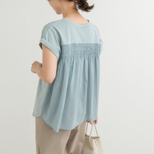 URBAN RESEARCH DOORS シャーリング布帛ドッキングカットソー アーバンリサーチドアーズ トップス カットソー・Tシャツ ホワイト ブルー グレー【送料無料】