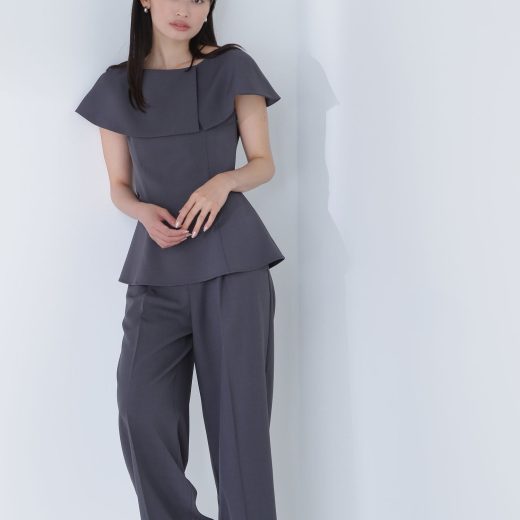 NATURAL BEAUTY BASIC ケープカラーブラウス&パンツ ナチュラルビューティベーシック ワンピース・ドレス ワンピース グレー ベージュ【送料無料】