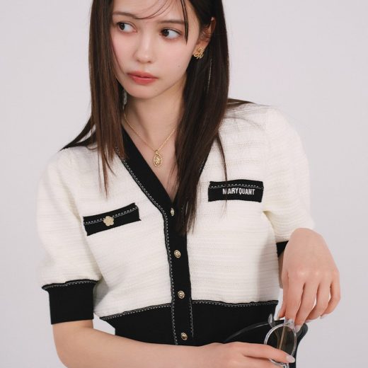 LILY BROWN 【LILY BROWN×MARY QUANT】ニットカーデ リリーブラウン トップス カーディガン ブラウン ブラック【送料無料】