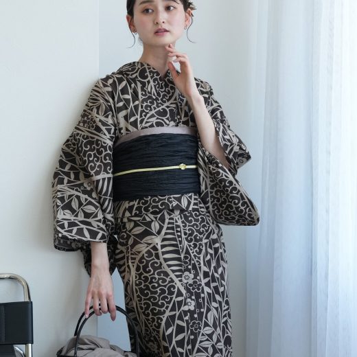 【SALE／17%OFF】Nico@ntique ニコアンティーク セパレート 二部式浴衣3点セット 焦げ茶によろけ草 ウタタネ 着物・浴衣・和装小物 浴衣【送料無料】
