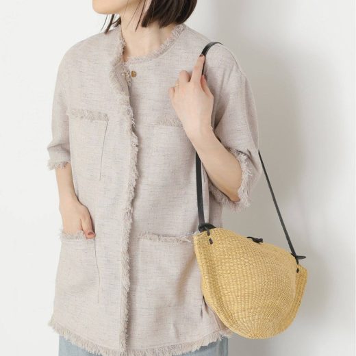 JOURNAL STANDARD L'ESSAGE 《追加》【SP】TWEEDショートスリーブジャケット ジャーナルスタンダード レサージュ ジャケット・アウター ノーカラージャケット ベージュ ブラック【送料無料】