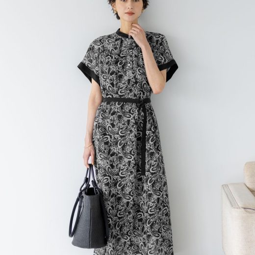 23区 L 【一部店舗限定/速乾性/洗える】モノトーンプリント ワンピース ニジュウサンク ワンピース・ドレス ワンピース【送料無料】