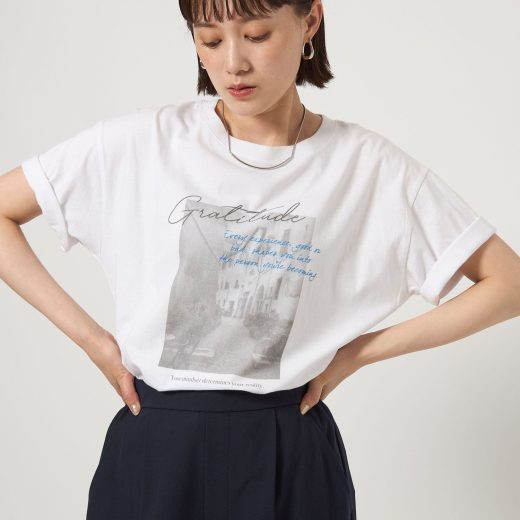 【SALE／10%OFF】UNITED ARROWS green label relaxing 【WEB限定】＜at ease＞フォトグラフィック ショートスリーブ Tシャツ ユナイテッドアローズ グリーンレーベルリラクシング トップス カットソー・Tシャツ グレー