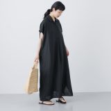 かぐれ 『2サイズ展開』リネンフレンチシャツワンピース カグレ ワンピース・ドレス ワンピース ブラック ネイビー【送料無料】