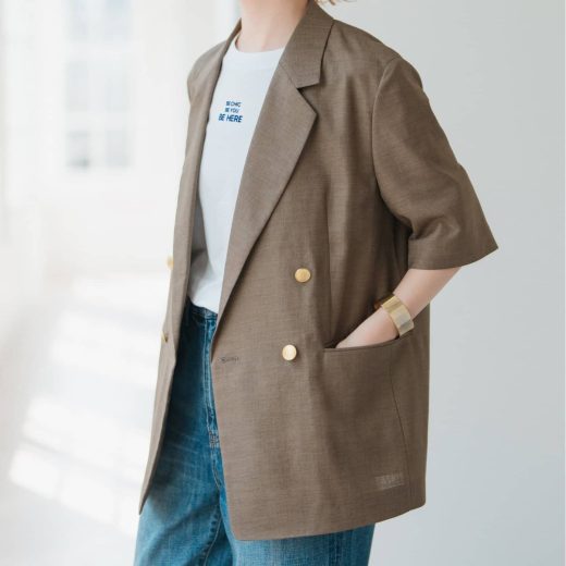 Spick & Span 《追加2予約》ライトドライクロスハーフスリーブジャケット スピックアンドスパン ジャケット・アウター テーラードジャケット・ブレザー ブラウン ネイビー【送料無料】