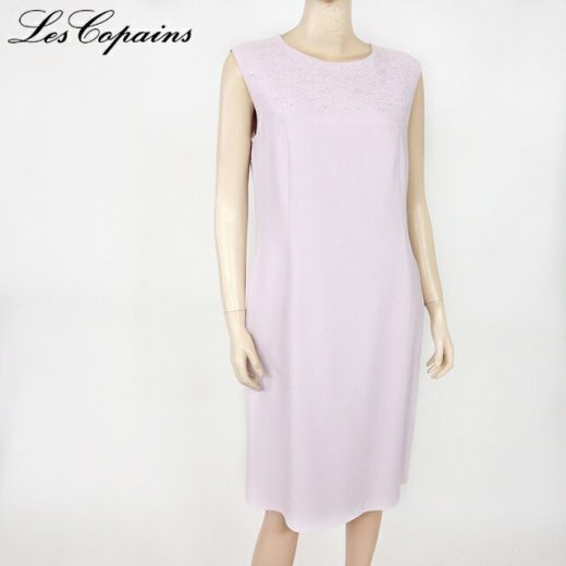レコパン（Les Copains）レディース ロングワンピース ピンク系 　ノースリーブ　ビーズ飾り （サイズ/46）*sh0021