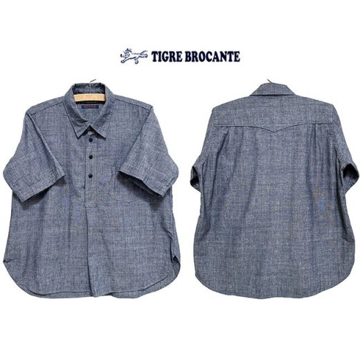 本品はポイント＋2倍です！TIGRE BROCANTE ティグルブロカンテインディゴシャンブレーディリーユースP/Oシャツカラー：Indigo