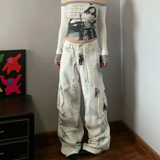 デニムパンツ レディース ワイドパンツ デニム ストレートデニム 秋 ゆったり ジーンズ 大きめ ボトムス パンツ ズボン 夏 大きいサイズ ダボダボ ストリート ストリートファッション y2k 白デニムレディース ヒップホップパンツ おしゃれ かわいい 冬 SLTC060(S-4XL)