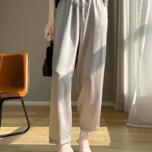 レディース ファッション 服 オシャレ 女性用 シンプル 大人カワイイ 大きいサイズ 婦人服 夏 サテン ワイド レッグ パンツ 冷感 薄手 涼しい ストレート パンツ