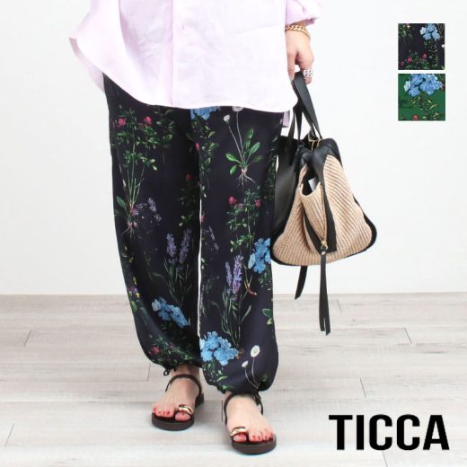 【正規販売店】 TICCA ティッカ パンツ フラワープリントパンツ TBES-422 花柄 ブランド 大人 高級感 シンプル トレンド 軽い 鮮やか ヴィンテージ おしゃれ レディース インスタグラム プレゼント 新品 日本製 正規品