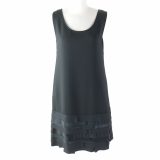 美品★FOXEY フォクシー 36754 トゥーフリルラッフルヘムドレス/ノースリワンピース ブラック 40 日本製 正規品 レディース【中古】