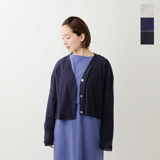 【30%OFF】ミズイロインド mizuiro ind コットン メッシュ Vネック ショート カーディガン 1-210064-nk 2025ss新作 レディース【3こ1】