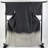 付下げ 身丈165.5cm 裄丈67cm M 単衣 バチ衿 ぼかし 墨色 綿 美品 名品 【中古】