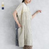 ブラウス レディース トップス ロング丈 バンドカラー 半袖 ドット ストライプ 花柄 コットン100％ 綿100％ 膝丈 チュニック丈 シャツ ロングシャツ 前開きシャツ 柄シャツ ポケット 春 夏 オシャレウォーカー※メール便可※【10】