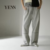 【ポイント10倍！7/14 01:59まで】YENN（イェン） ハイライズ タックワイドパンツ / レディース ボトムス デニム シーンズ ハイウエスト HIGH RISE TUCK WIDE PT L/GRAY