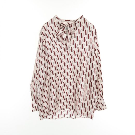 ヴァレンチノ Valentino Vロゴプリント ブラウス 衣料品 トップス シルク レディース ピンク系 / ボルドー系 【中古】