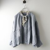 2024SS ネストローブ nest Robe リネンパナマボレロブラウス F/サックスブルー トップス ギャザー【2400014509168】【中古】