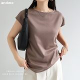 無地 ボーダー ポンチ フレンチスリーブ トップス レディース カットソー Tシャツ シャツブラウス 半袖 オーバーサイズ 体型カバー 二の腕カバー ゆったり きれいめ 上品 オフィス セレモニー オケージョン M L 春夏 春 夏 秋