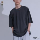 カットソー Tシャツ 半袖 五分袖 メンズ トップス コットン100％ 通気性 オーバーサイズ ビッグシルエット 切替デザイン 古着風 ヴィンテージ加工 着回し 春 夏 オシャレウォーカー]※メール便可※【10】