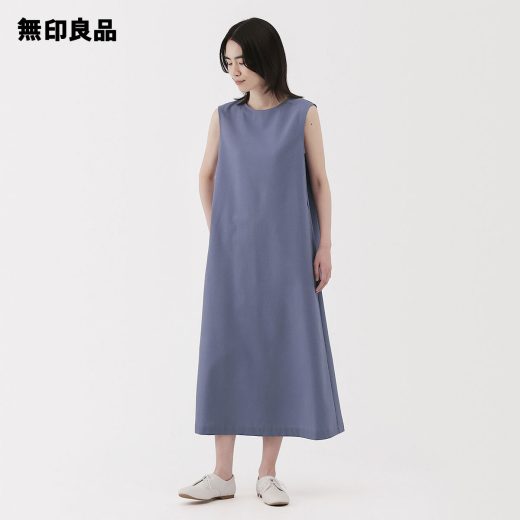 【無印良品 公式】婦人　風を通す　ストレッチサッカー　スリーブレスワンピース