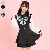 ★ラッフル袖レース長袖セットアップ7/1 10:00 マークダウン3/13 12:00 新色グレー・チェッククロ販売スタートsecrethoney　シークレットハニー　シーハニ　量産型　レディース　ガーリー　長袖　無地　ピンク　グレー　黒　ブラック　チェック