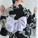 【utatane　本麻　近江縮兵児帯　ラベンダー】レディース　女性 日本製 国産 夏用 浴衣 夏着物 天然素材 麻100％ 単品　綿着物 普段着 紬 麻帯 レディース帯 アレンジ簡単