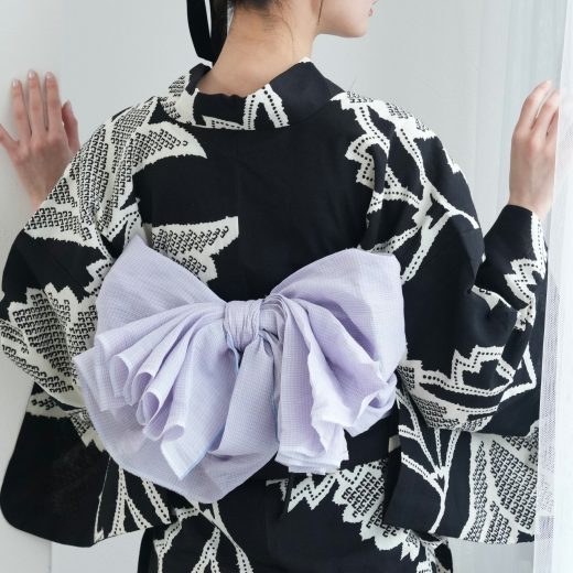 【utatane　本麻　近江縮兵児帯　ラベンダー】レディース　女性 日本製 国産 夏用 浴衣 夏着物 天然素材 麻100％ 単品　綿着物 普段着 紬 麻帯 レディース帯 アレンジ簡単