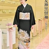 黒留袖 レンタル フルセット ＜桜景色＞ 往復送料無料 黒留め袖　 正絹 着物 結婚式 披露宴 親族 母親 祖母 レンタル着物 留袖レンタル レンタル黒留袖 着物レンタル 貸衣装 女性和服 安い おすすめ おしゃれ 華やか 上品 YUMI KATSURA【レンタル】