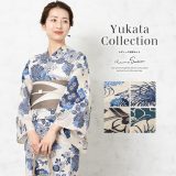 【50%OFF☆全品クーポン最大1000円OFF】6/28~7/12 9:59まで浴衣 セット レディース 浴衣セット 半幅帯 大人 2点セット レトロ モダン ベージュ 青 紺 古典柄 綿麻 帯 夏 フリーサイズ 30代 40代 50代 送料無料