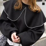 ≪ シークレットセール ≫ ダイバー素材 パールカラー トップス [C7404] レディース 20代 30代 40代 ダイバー ダンボール 裏毛 衿 襟 ビッグカラー セーラーカラー セットアップ オーバーサイズ 大きめ 体型カバー 華奢見え 上品 カジュアル 着回し【送料無料】