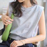 ≪7/4 新発売!!2490円 送料無料≫ スウエットトップス 夏 レディース フレンチスリーブ [C7581] 20代 30代 40代 トップス スウェット リブ スエット 白 ホワイト グレー カジュアル デイリー 体型カバー ノースリーブ ノースリ フレンチ カジュアル【送料無料】【メール便】