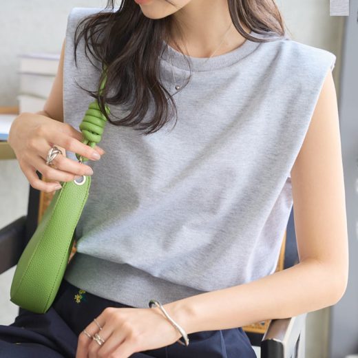 ≪7/4 新発売!!2490円 送料無料≫ スウエットトップス 夏 レディース フレンチスリーブ [C7581] 20代 30代 40代 トップス スウェット リブ スエット 白 ホワイト グレー カジュアル デイリー 体型カバー ノースリーブ ノースリ フレンチ カジュアル【送料無料】【メール便】