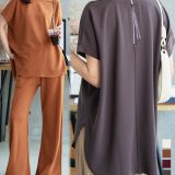 ≪7/15 新発売!!1990円 送料無料≫ バックジップTブラウストップス [C7595] レディース 20代 30代 40代 トップス ブラウス 半袖 チュニック ジョーゼット ロングトップス 体型カバー セットアップ カットジョーゼット フリー ゆったり Tブラウス Tシャツ【送料無料】