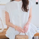 ≪7/17 新発売!!2490円 送料無料≫ ノースリーブ ブラウス トップス [C7600] レディース 20代 30代 40代 ノースリ フリル ペプラム 夏トップス 夏ブラウス オフィスカジュアル フレア 白 ホワイト ピンク 黒 ブラック 可愛い 大人可愛い 体型カバー お出かけ【送料無料】