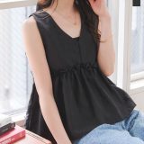 ≪7/15 新発売!!2990円 送料無料≫ ブラウス レディース ノースリーブ Vネック 夏 フリル ペプラムトップス [C7617] ペプラム 華奢見え 着痩せ トップス ノースリ スッキリ ペプラムブラウス ガーリー カジュアル フリル ペプラムトップス 春 秋 レイヤード【送料無料】