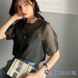 ＼24h限定★7/15 23:59まで／ 全品10％OFFクーポン 【 クラシカルエルフ classical elf 】 トップス レディース 半袖 シャツ ブラウス シアーブラウス キャミコーデ 肌見せ 春 夏 お洒落 マストデイリーユース お出かけ 2025ss 春 夏 ce1265005