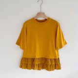 【MUVEIL】 シアーフリルTシャツ MA232UTS007 Mint Green Mustard ミュベール カットソー 半袖 レディース