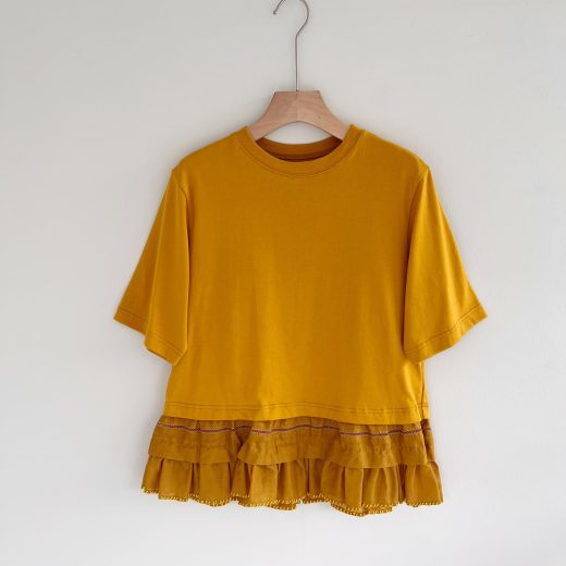 【MUVEIL】 シアーフリルTシャツ MA232UTS007 Mint Green Mustard ミュベール カットソー 半袖 レディース