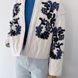 【Sara Mallika】 Cotton Linen Patchwork Embroidery Jacket サラマリカ コットン リネン パッチワーク エンブロイダリー ジャケット キルティング 刺繍 ショート丈 Ecru Pink 020951SF3 KOKO