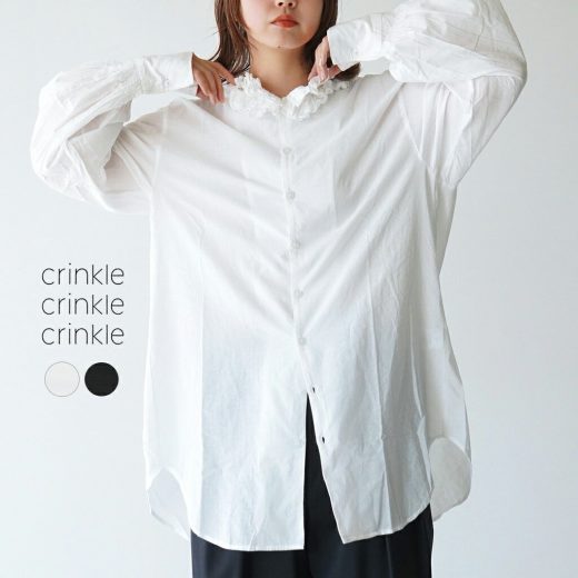 【3コ1対象】クリンクル クリンクル クリンクル crinkle crinkle crinkle 長袖シャツ コットンフリルカラーシャツ ブラウス ボタンダウン cotton frill coller shirts CC-3537 CC-2001