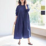 ≪ 灼熱バーゲン ≫ピンタックフレアシャツワンピース [E3023] レディース ワンピ 羽織り コットン 綿 サイドスリット ゆったり リラックス 春 きれいめ カジュアル 大人 タック バンドカラー 長袖 デイリー 上品 万能