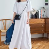 ≪ 灼熱バーゲン ≫スクエアネック パフスリーブ ワンピース レディース 夏 半袖 ワンピ 白 フレア フレアワンピース ロング ロングワンピース ネイビー 20代 30代 40代 スクエア ぽわん袖 ボリュームスリーブ [E3254] ボリューム 緑 夏ワンピース