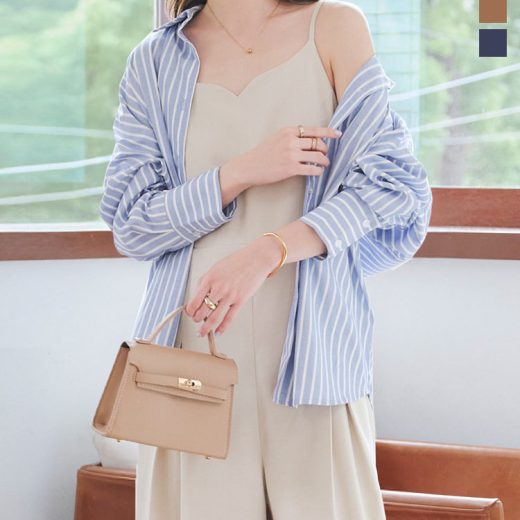 ≪7/4 新発売!!4590円≫ オールインワン サロペット ハートネックキャミソールオールインワン [E3522] レディース 20代 30代 40代 夏 キャミソール キャミ ワイドパンツ タックパンツ フレアパンツ パンツ ズボン 低身長 高身長 ポケット 白 ベージュ 茶色 紺 ネイビー