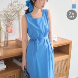 ≪7/22 新発売!!3280円 送料無料≫ ワンピース ワンピ ノースリーブ [E3525] レディース 20代 30代 40代 ワンピース ロング丈 スクエアネック 夏ワンピ リゾートワンピ リボン付き シュシュ シュシュ付き スクエアネックワンピ ロング ロングワンピ 骨スト【送料無料】