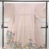 色留袖 正絹 加賀友禅 寺西一紘作 雪輪梅菊松模様 身丈155.5cm 裄丈68cm 丸に三ツ柏 三つ紋 リサイクル 着物 f4018