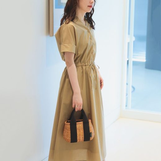 【SALE／20%OFF】BEAMS HEART WOMEN 【洗濯機可/身長別比較画像あり】スキッパー ドロスト ワンピース 25SS 半袖 清楚 きれいめ おでかけ ビームス ハート ワンピース・ドレス その他のワンピース・ドレス ベージュ グリーン ネイビー カーキグリーン【送料無料】